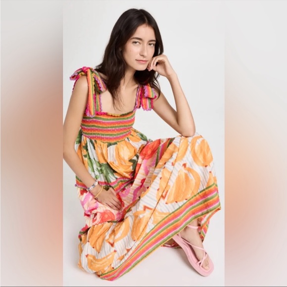 NWT House of Harlow 1960 Tiered Fruit Maxi Dress L - Picture 3 of 8